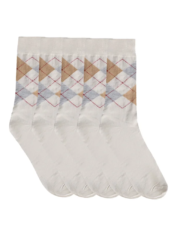 Running men's socks for sports performanceMen's Cream Basic Crew length Socks -Pack of 5