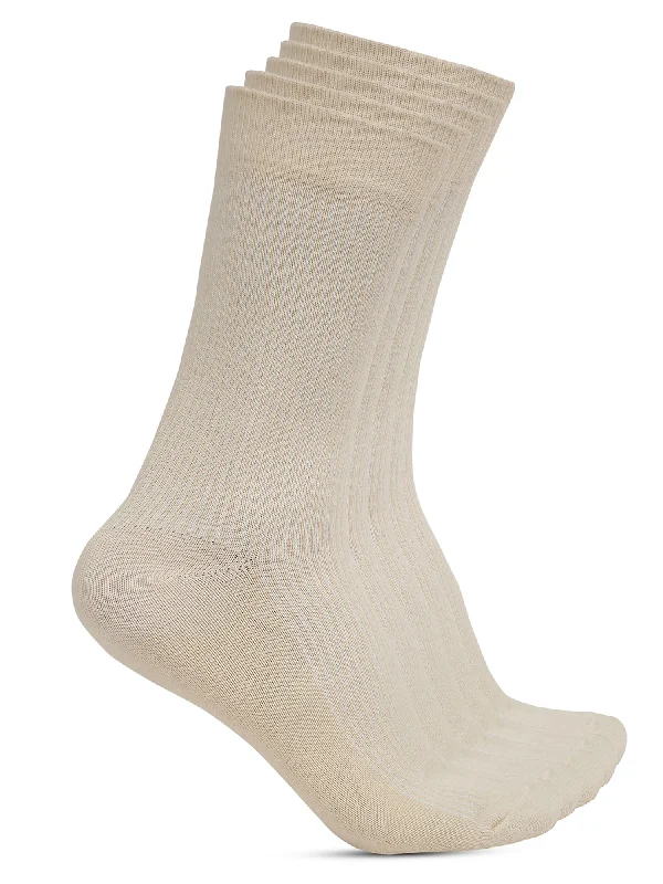 Hiking men's socks for outdoor adventuresMen's Cream Basic Crew length Socks -Pack of 5