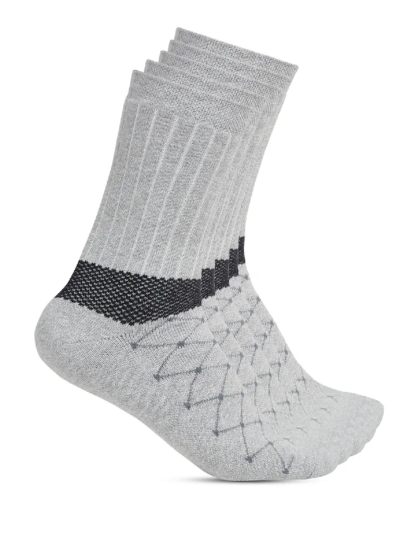 Thermal men's socks for cold climate protectionMen's Grey Melange Fashion Crew length Terry Socks -Pack of 5