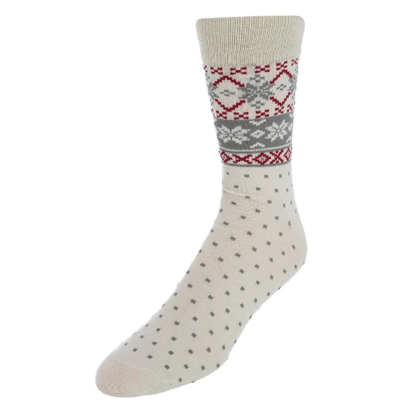 Moisture - wicking men's socks for drynessCTM® Men's Crew Snowflake Christmas Novelty Sock (1 Pair)