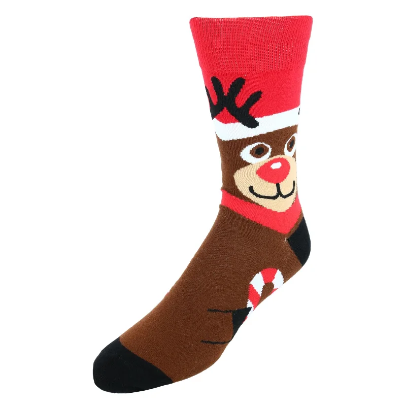 Sheer men's socks for a delicate appearanceCTM® Men's Rudolph Christmas Novelty Socks