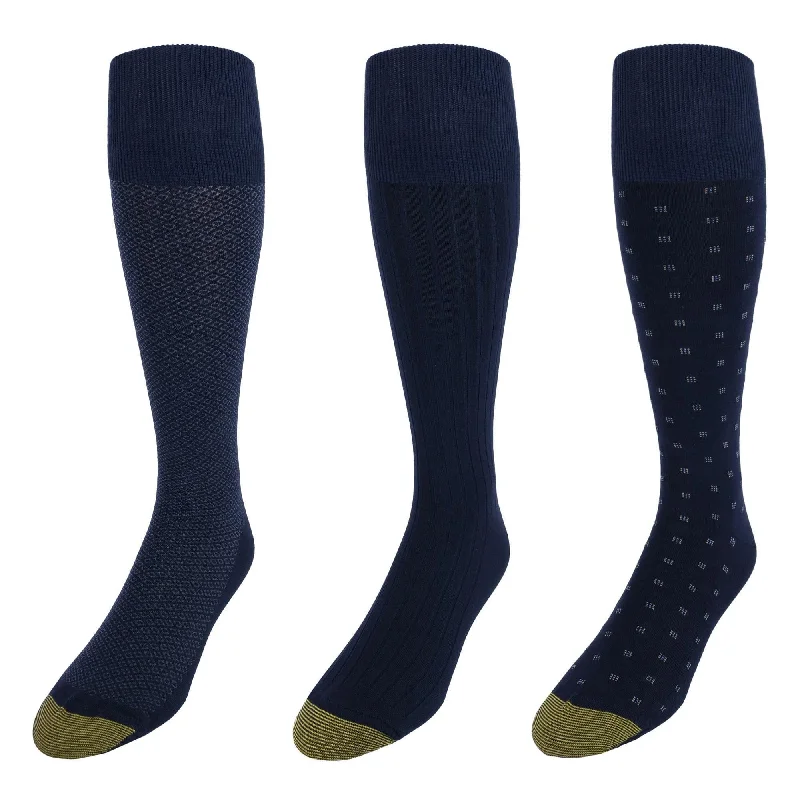 Organic men's socks for an eco - friendly choiceGold Toe Men's Over the Calf Moisture Control Fashion Socks (Pack of 3)