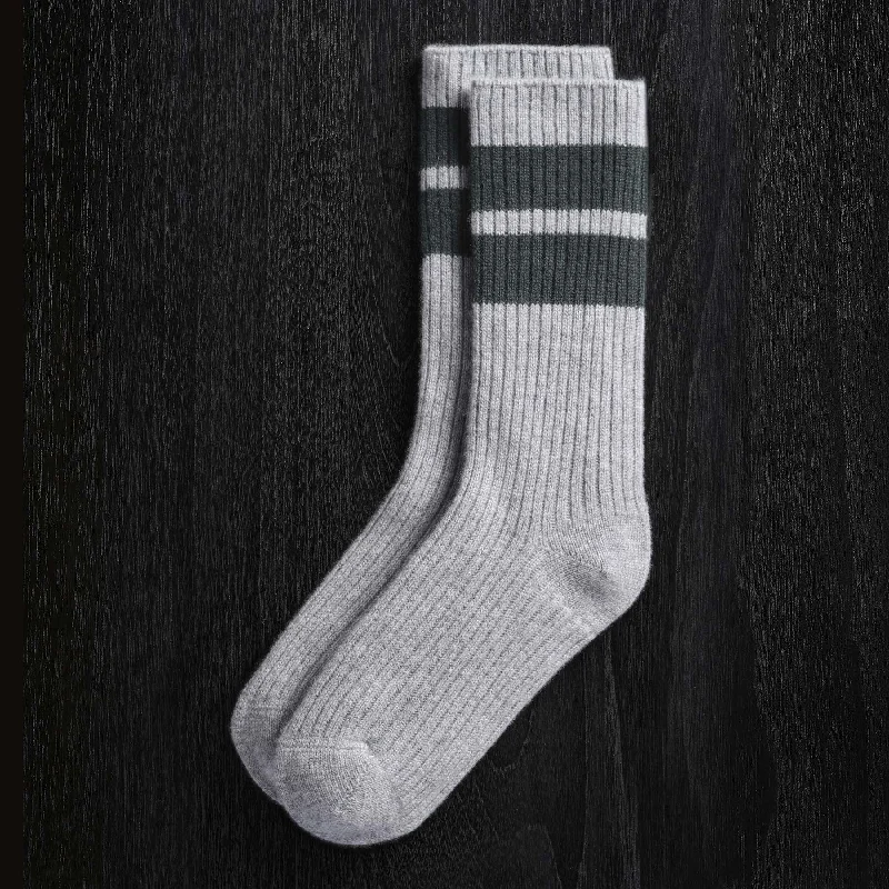 Ankle men's socks for a low - profile lookLong Chunky Cashmere Sock - Heather Grey/Canopy
