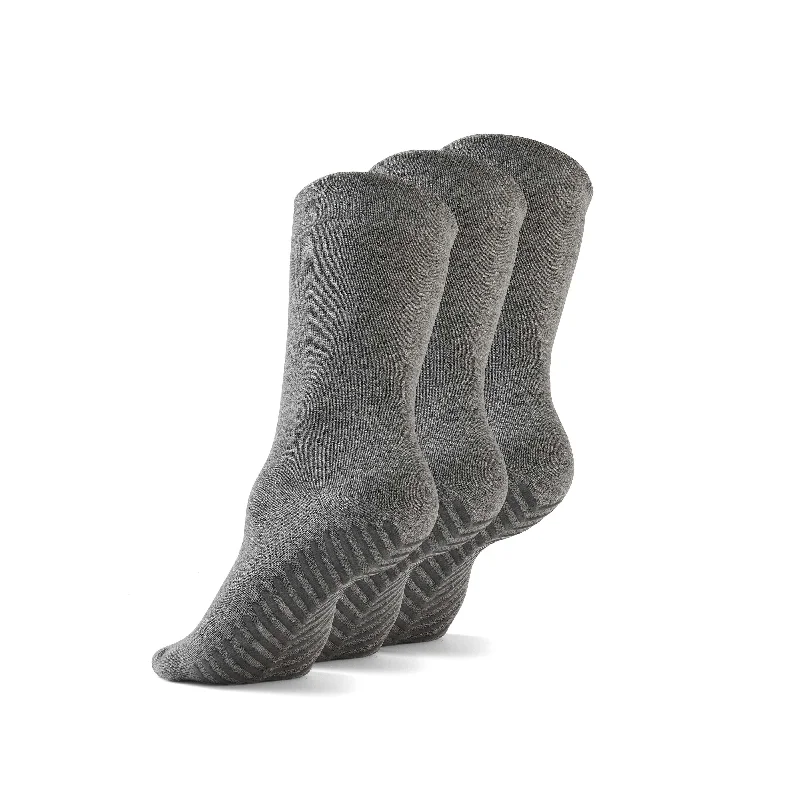 Ankle men's socks for a low - profile lookGripjoy Socks Men's Light Grey Original Crew Non-Slip Socks (3 Pair Pack)