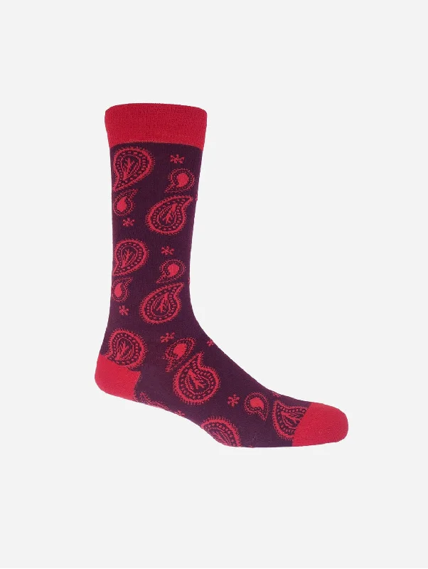 Silk men's socks for a smooth and soft touchPaisley Men's Organic Cotton Socks | Burgundy