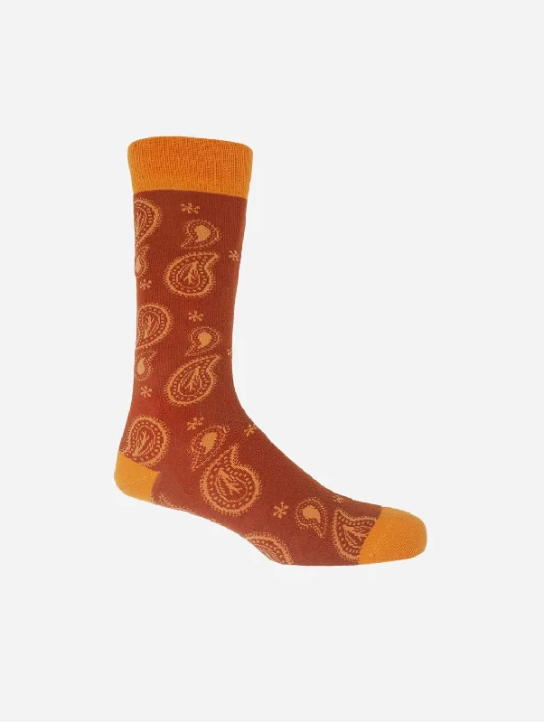 Dress men's socks for business and formal wearPaisley Men's Organic Cotton Socks | Burnt Orange