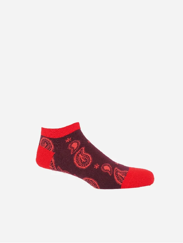 Stretchable men's socks for a flexible fitPaisley Men's Organic Cotton Trainer Socks | Burgundy Stretchable men's socks for a flexible fitPaisley Men's Organic Cotton Trainer Socks | Burgundy