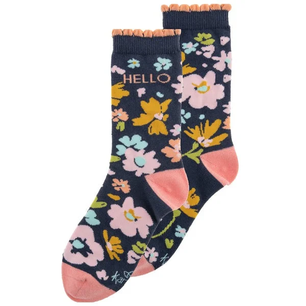 Sheer men's socks for a delicate appearanceSocks-Navy Floral
