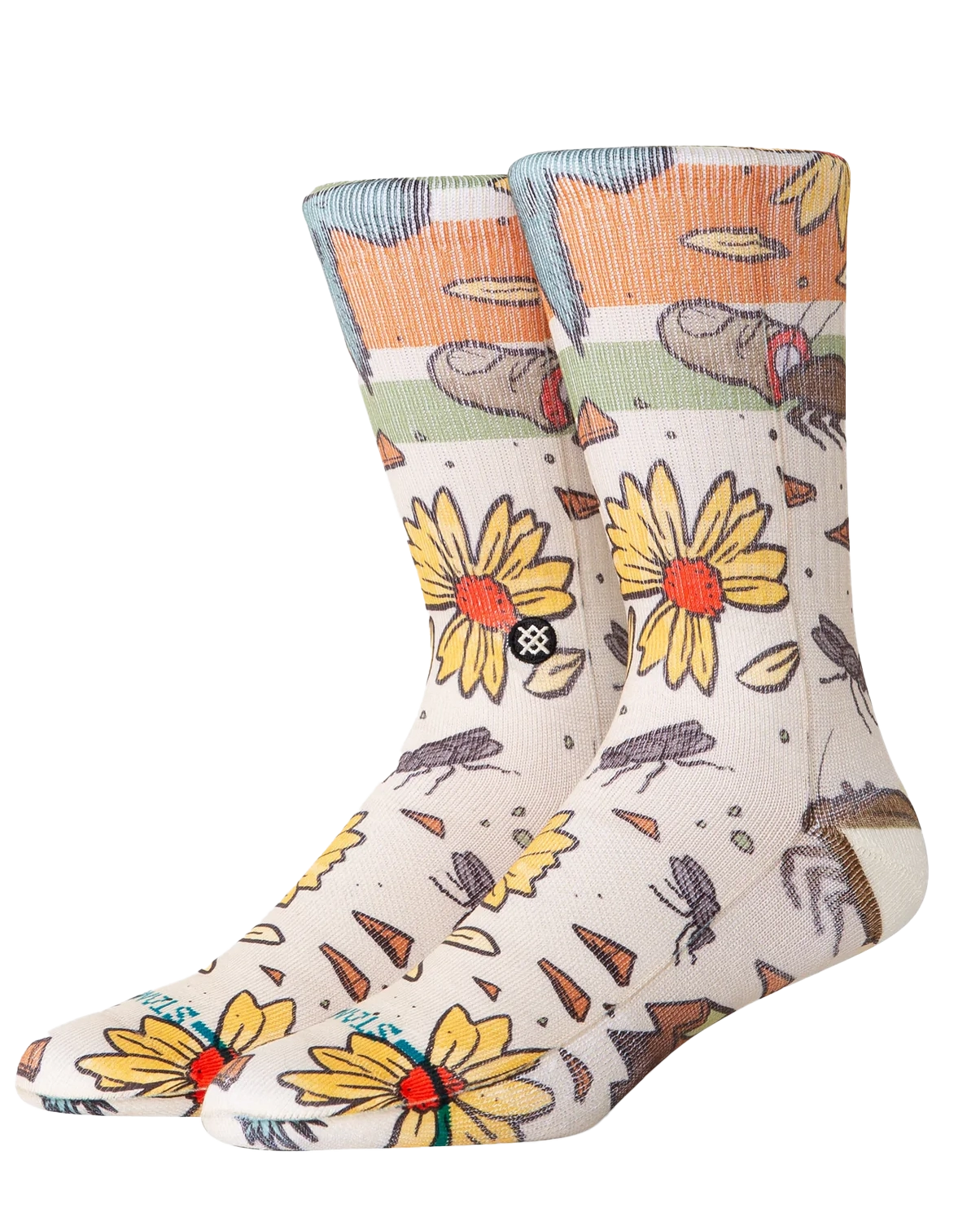 Athletic men's socks with arch supportTrashed Socks in Off White