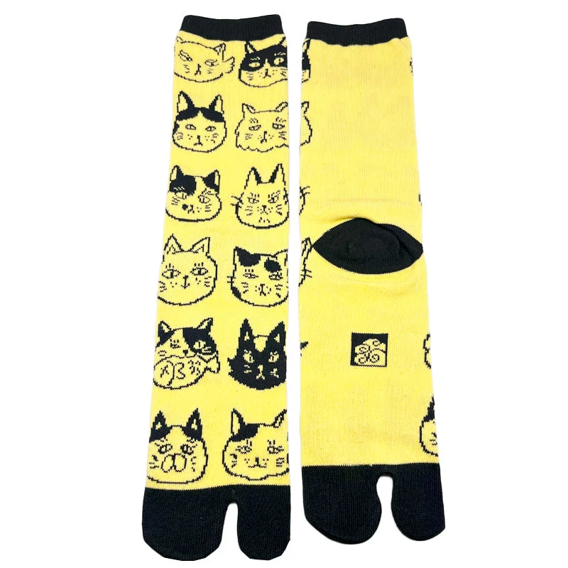 Running men's socks for sports performanceTabi Socks Cat Face Yellow