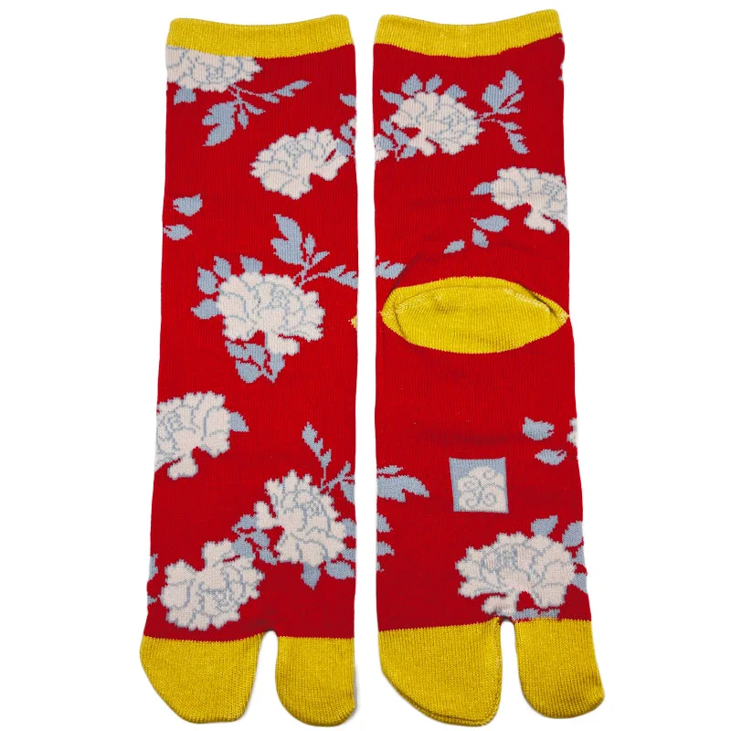 Dress men's socks for business and formal wearTabi Socks Peony Red