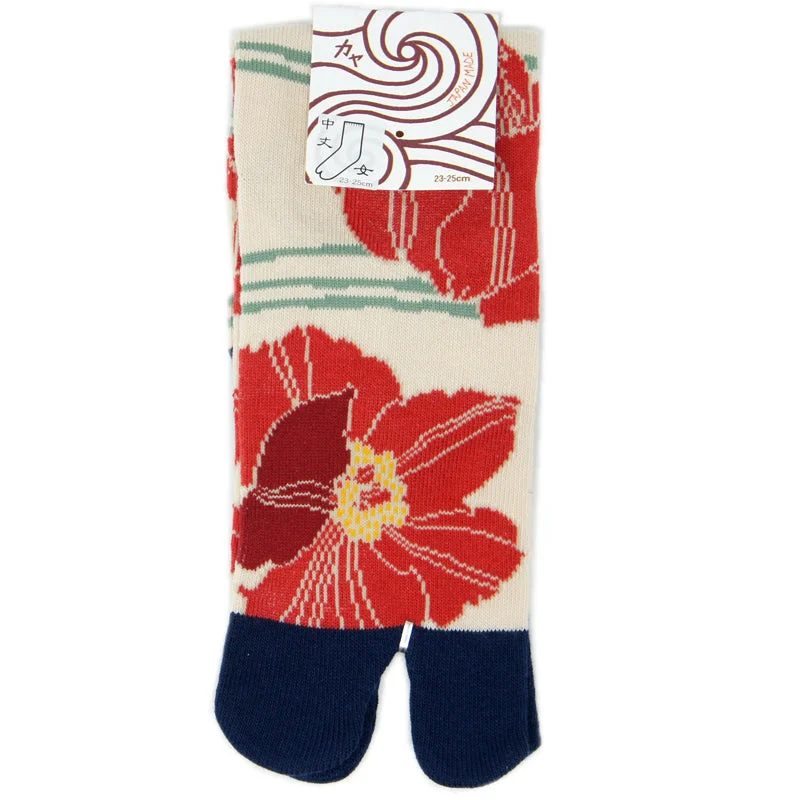 Dress men's socks for business and formal wearTabi Socks Poppy Red