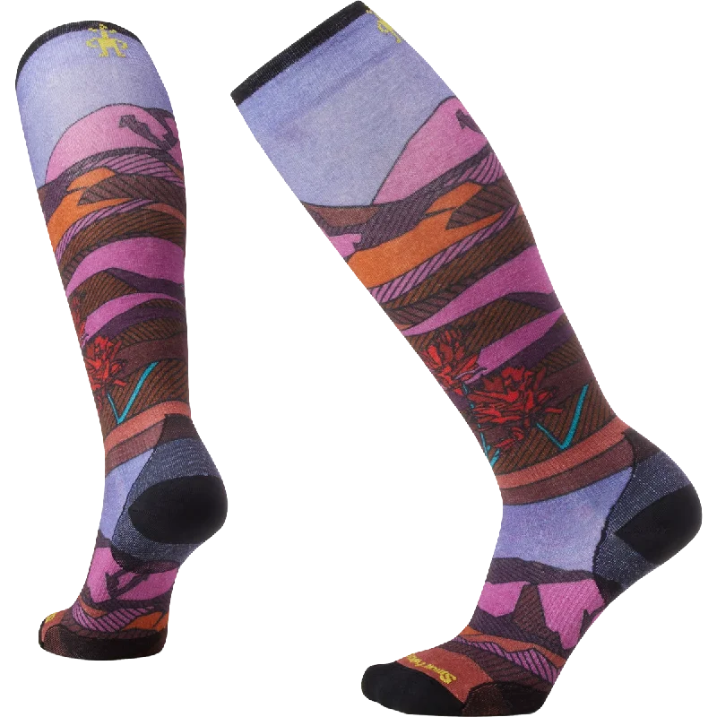 Athletic men's socks with arch supportWomen's Ski Floral Field Print Over The Calf Socks