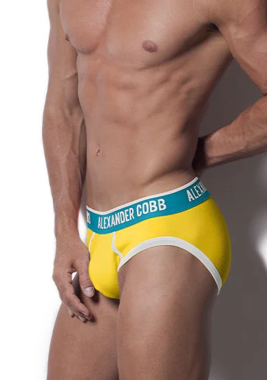 Seamless men's briefs for a smooth look under clothesAlexander Cobb Candy Brief Yellow