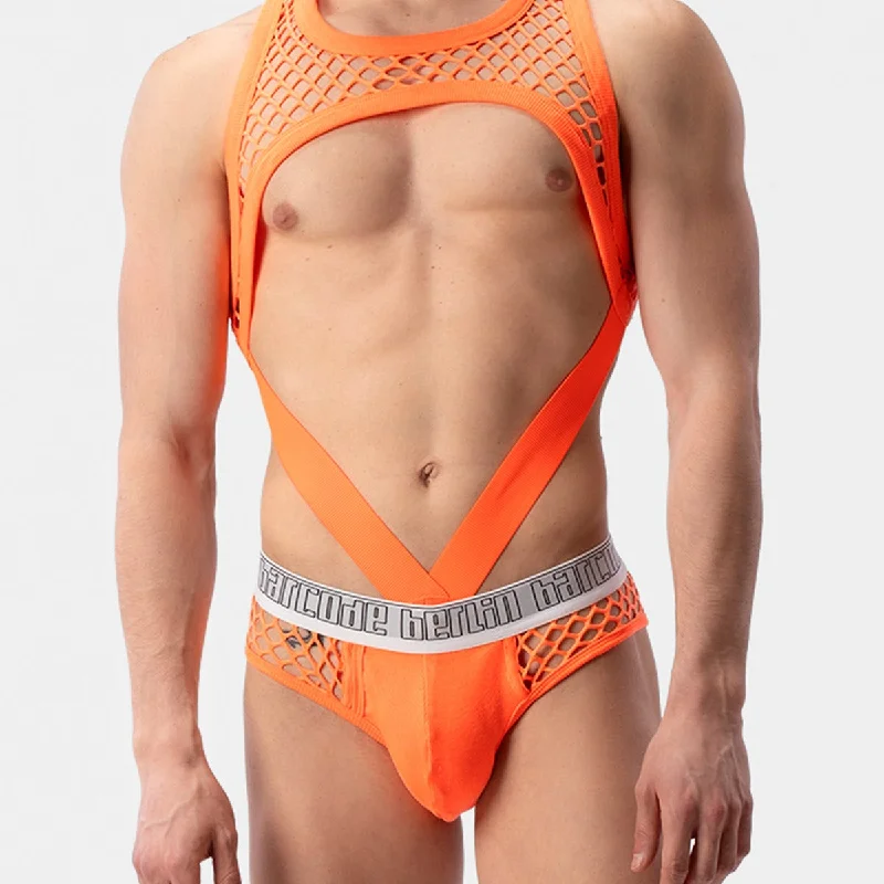 Silky men's briefs for a luxurious feelBarcode Berlin Mesh Brief Nursu White Neon Orange