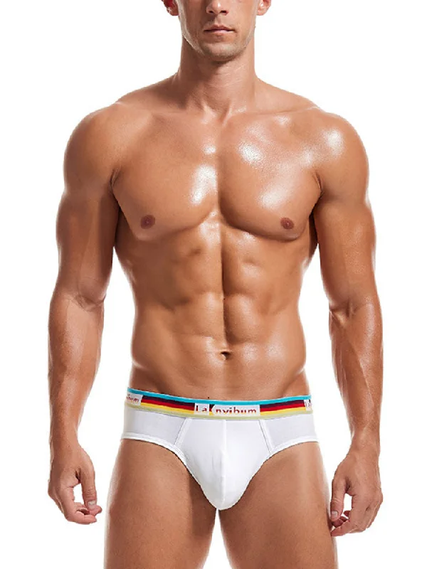 Men's briefs with a double - layer pouch for extra protection2 Pack Men's Rainbow Waistband Big Pouch Briefs