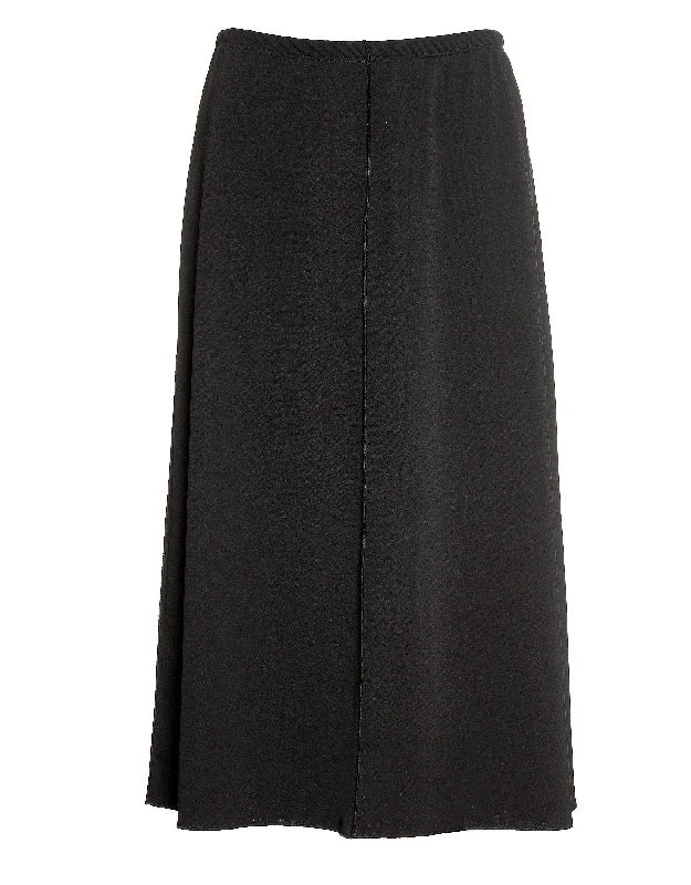 Jacquard - patterned men's robes for a stylish appearance27" Lined Elastic Waist Crepe Skirt with Exposed Center Seam Black