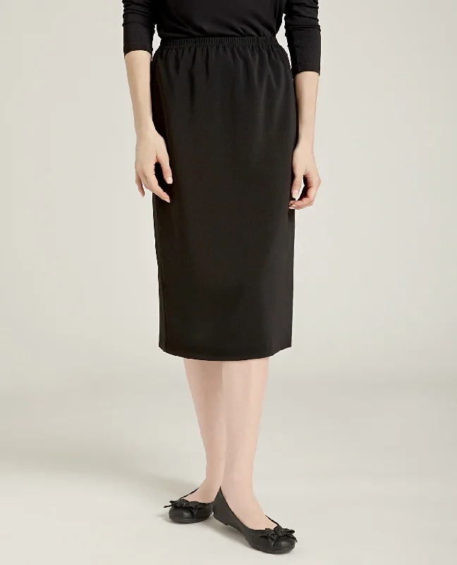 Waffle - weave men's robes for a textured feel27" Straight Crepe Skirt Black