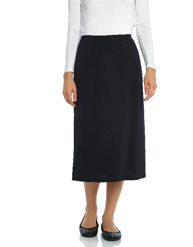 Fleece men's robes for cozy winter nights at home29" Lined Elastic Waist Straight Matte Jersey Skirt Black
