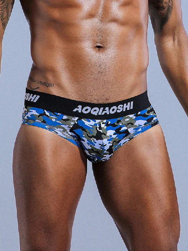 Patterned men's briefs with unique prints3 Pack Low Rise Camouflage Ball Support Underwear