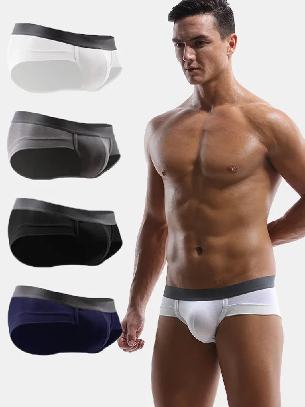 Silky men's briefs for a luxurious feel4 Pack Bulge Ball Support Pouch Modal Men's Briefs