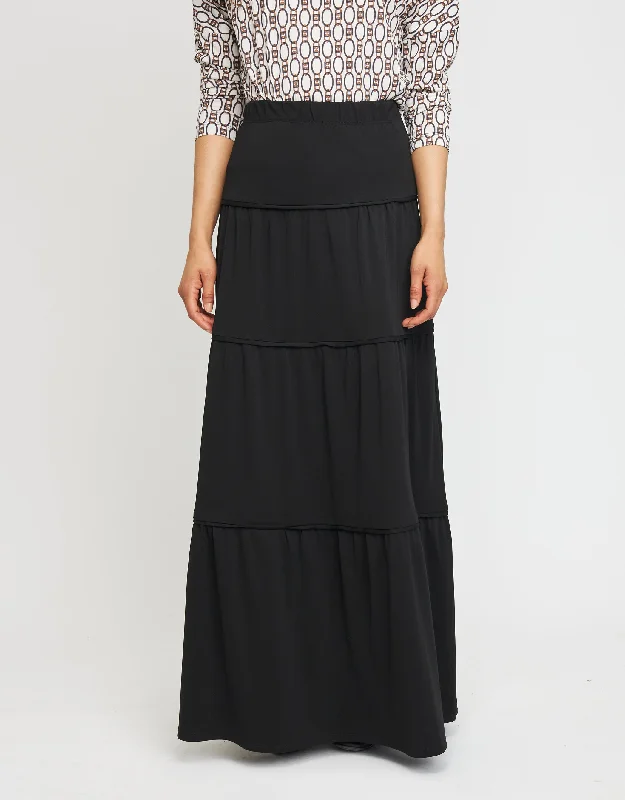 Lightweight men's robes for summer lounging42" Tiered Skirt with Self Binding and Covered Elastic Waistband Black
