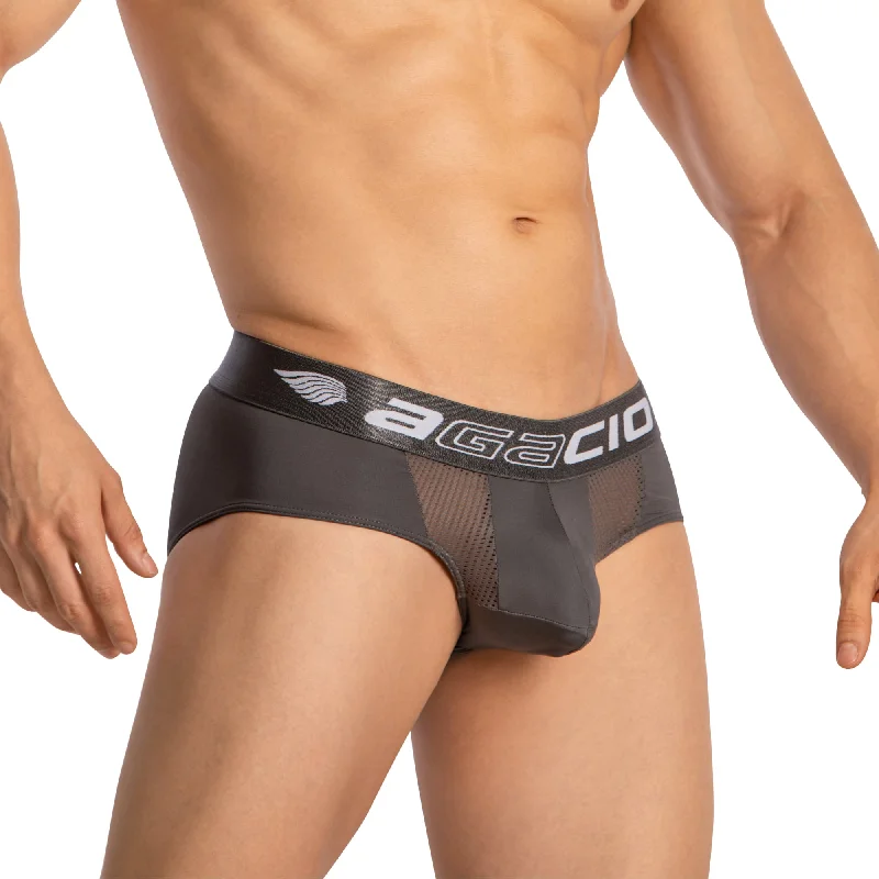 Designer - label men's briefs for high - end fashionAgacio Sheer Briefs with Pouch AGJ041