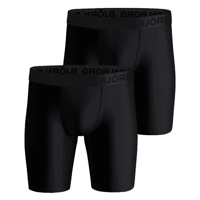 Men's trunks with a quick - dry fabricBjorn Borg Performance Boxer Long Leg 2 Pack - Black