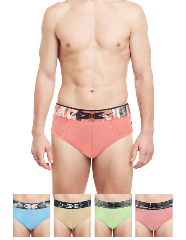 Men's briefs with a supportive pouch designBody X Elaganza Solid Briefs Pack of 5 -BX34B-L-Assorted