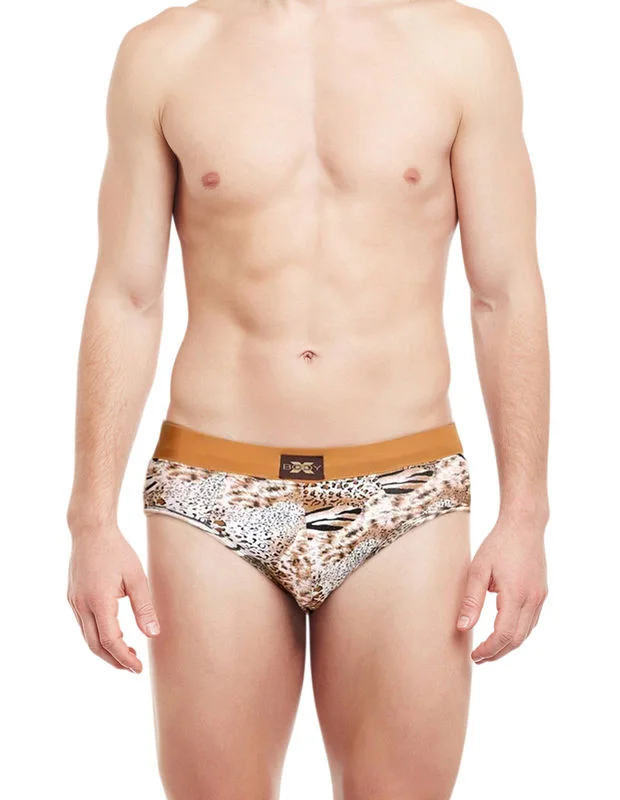 Men's briefs with a double - layer pouch for extra protectionBody X Printed Briefs-BX06B Tiger Print