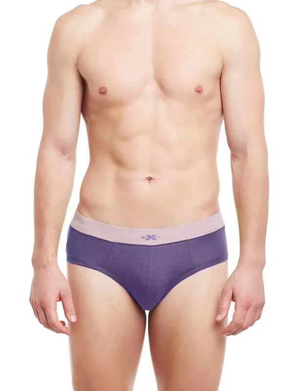 Cotton - blend men's briefs for added stretchBody X Solid Briefs-BX07B-Purple