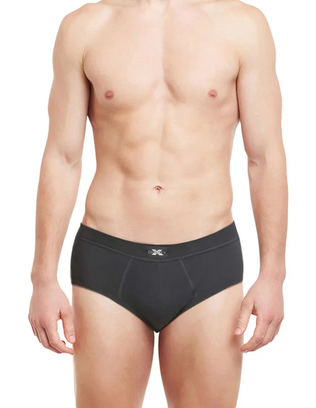 Soft cotton men's briefs for ultimate comfortBody X Solid Briefs-BX14B-Dark Grey Melange