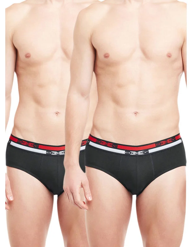 Men's briefs with a wide waistband for comfortBody X Solid Briefs-Pack of 2-BX12B-Black
