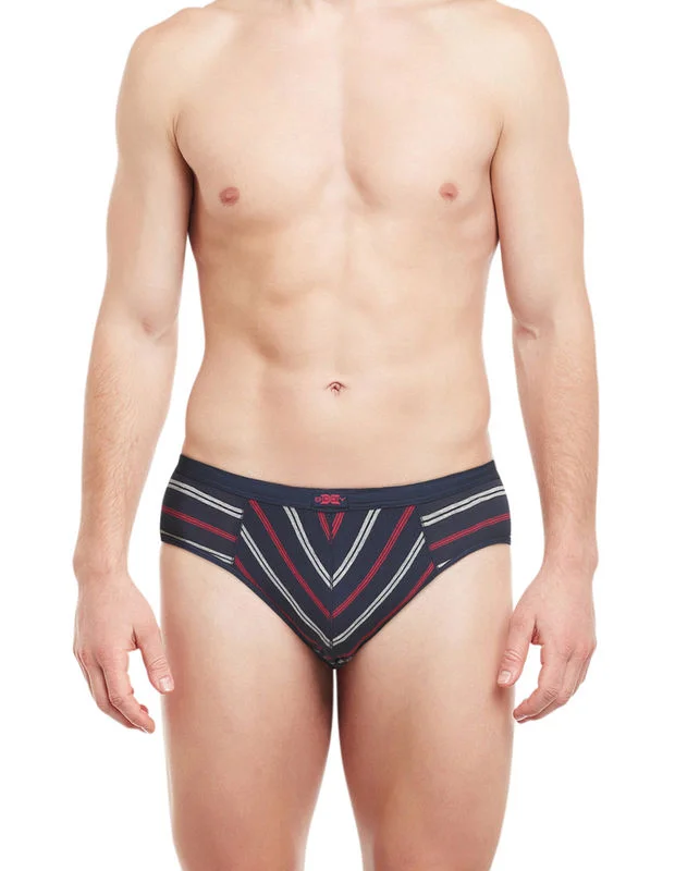 Men's briefs with a double - layer pouch for extra protectionBody X Striped Briefs-BX09B-Black Stripe