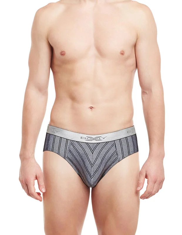Men's briefs with a supportive pouch designBodyX Striped Briefs-BX27B-Black