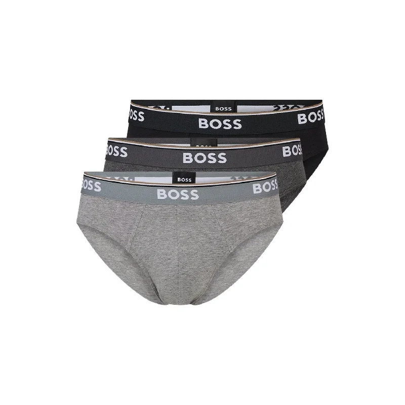 Men's briefs with a supportive pouch designBOSS 3 Pack Power Cotton Stretch Briefs - Grey/Black Mix Men's briefs with a supportive pouch designBOSS 3 Pack Power Cotton Stretch Briefs - Grey/Black Mix