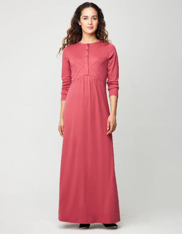 Long - length men's robes for full - body coverageButton Front Tucked Nightgown Soft Coral