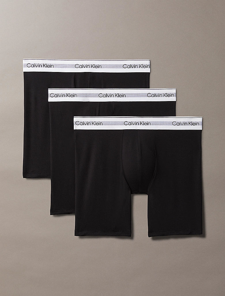 Breathable men's trunks for all - day wearCalvin Klein Mens Modern Air Boxer Brief Long 3 Pack - Black