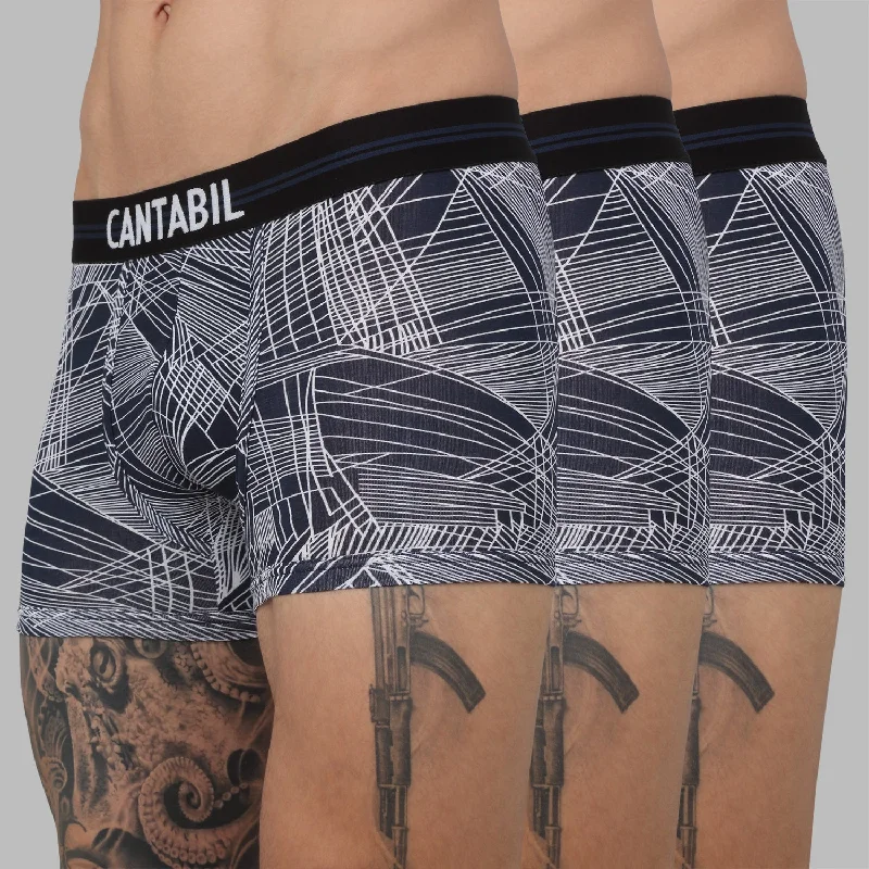 Soft - touch men's trunks for a gentle feelMen's Navy Abstract Print Fashion Trunk - 3's Pack