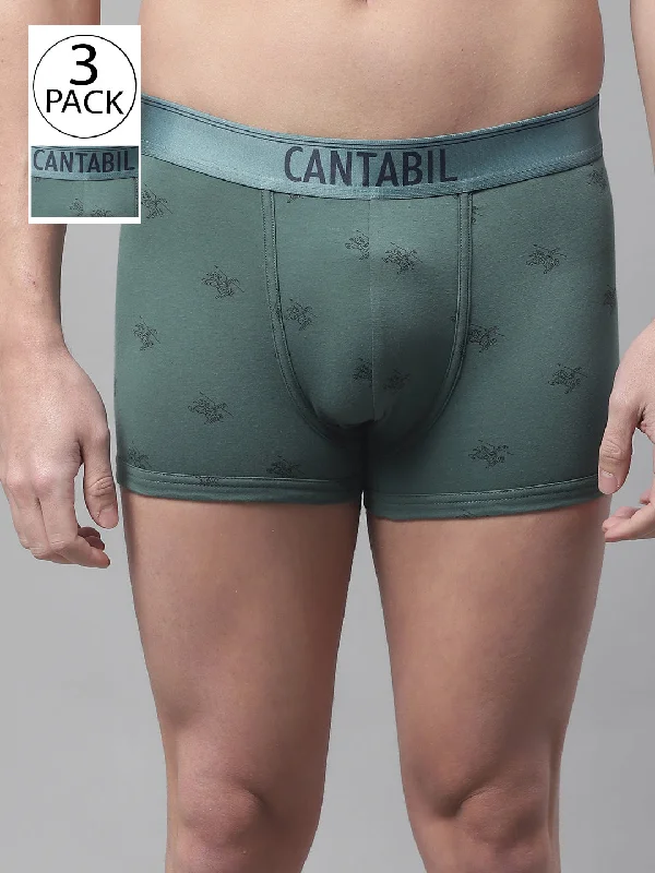 Patterned men's trunks, like camo or dotsMen's Green Logo Print Fashion Trunk - 3's Pack