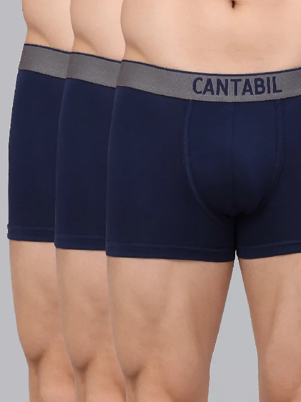 Printed men's trunks with eye - catching motifsMen's Navy Blue Solid Fashion Trunk - 3's Pack
