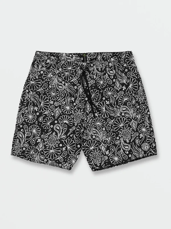 Low - rise men's trunks for a trendy lookCenter Print Elastic Waist Trunks - Black