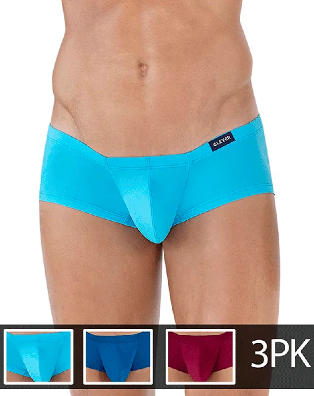 Slim - cut men's trunks for a modern styleClever 229932 3pk Australian Latin Trunks Blue-petrol Blue-grape