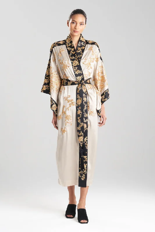 Stretch - lycra men's thongs for flexibilityCouture Dragon Embroidered Drop Sleeve Silk Robe