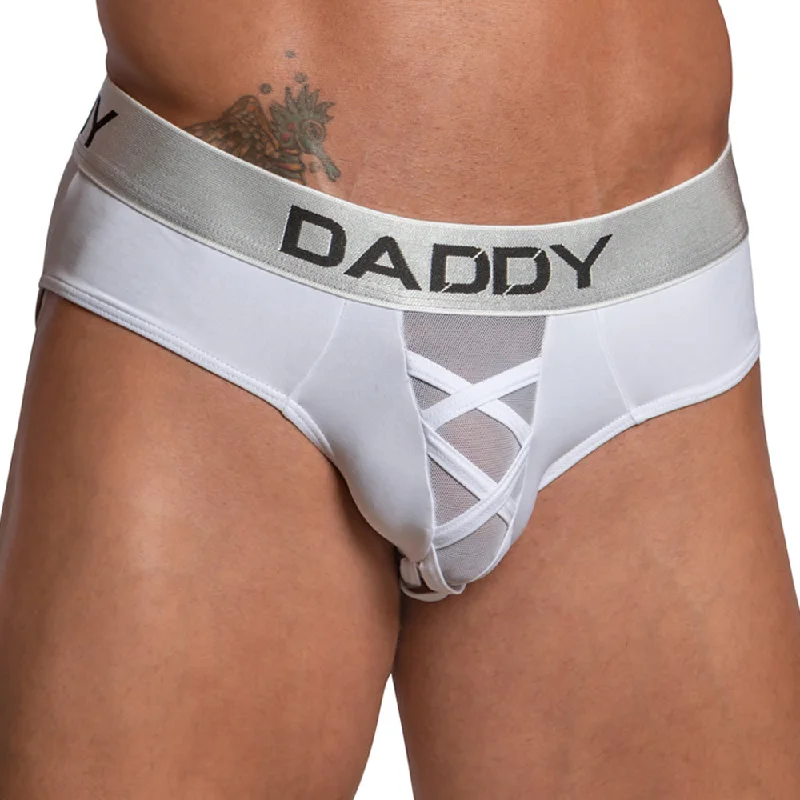 Soft cotton men's briefs for ultimate comfortDaddy DDJ025 Cross Strap Sheer Pouch Brief