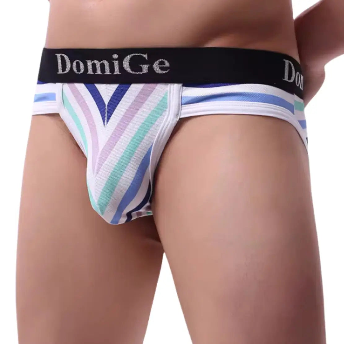 Men's briefs with a double - layer pouch for extra protectionDomiGe Men's Breathable & Comfortable Bikini Briefs - Stripe Color, Black