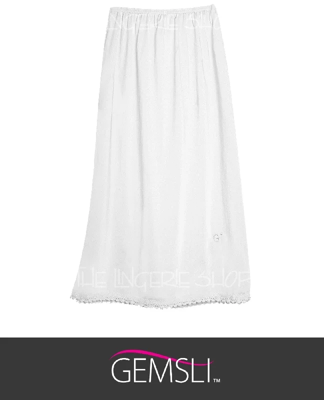 Long - length men's robes for full - body coverageGemsli HK300 Nylon Half Slip with Lace White