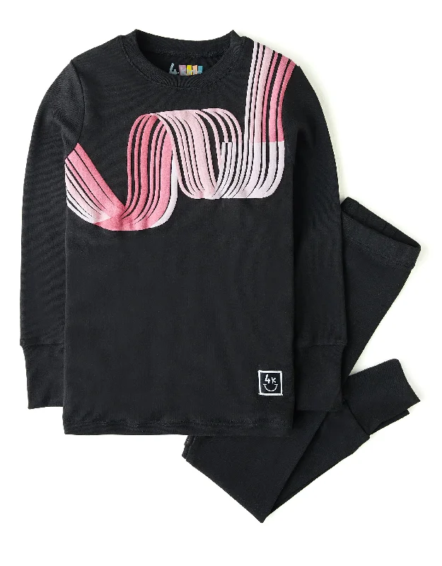 Fleece men's robes for cozy winter nights at homeGirls Pima Cotton Pink Strands  Legging Playwear Set Black