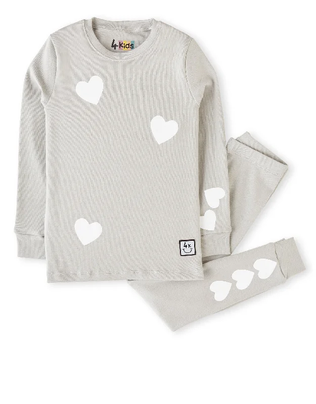 Hooded men's robes for extra warmth and comfortGirls Pima Cotton White Hearts  Legging Playwear Set Gray