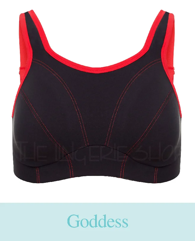 Men's robes with a satin trim for added sophisticationGoddess GD6910BLK Sport Wireless Sports Bra